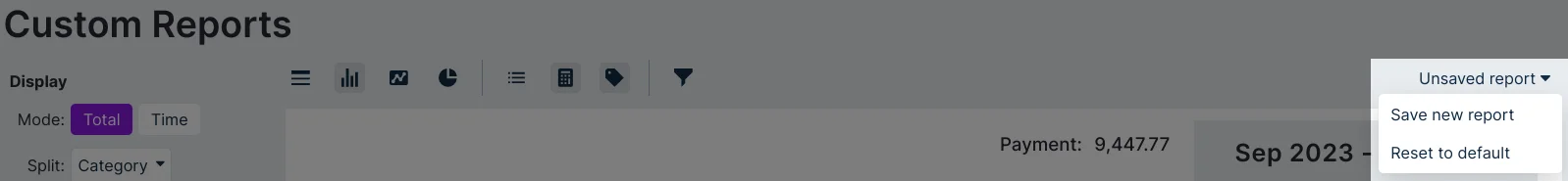 Saving custom report dialog