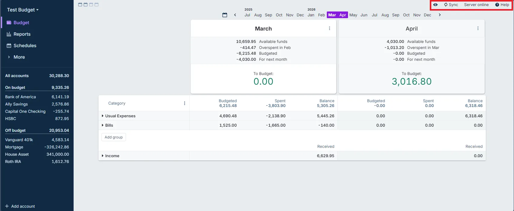 Full user interface with top right corner highlighted